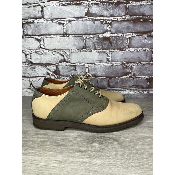 Vibram Gumlite Beige Green Leather Oxfords Brogue Shoes Men Sz 8.5M US/42EU - Picture 15 of 16